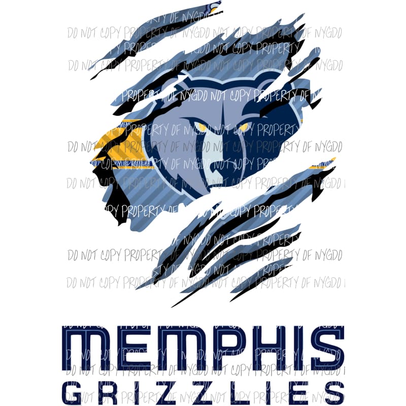 Memphis Grizzlies ripped design Sublimation transfers Heat Transfer
