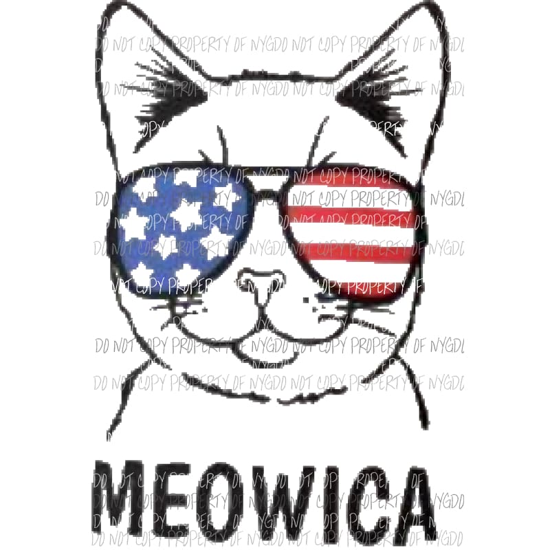 Meowica Cat usa Sublimation transfers Heat Transfer