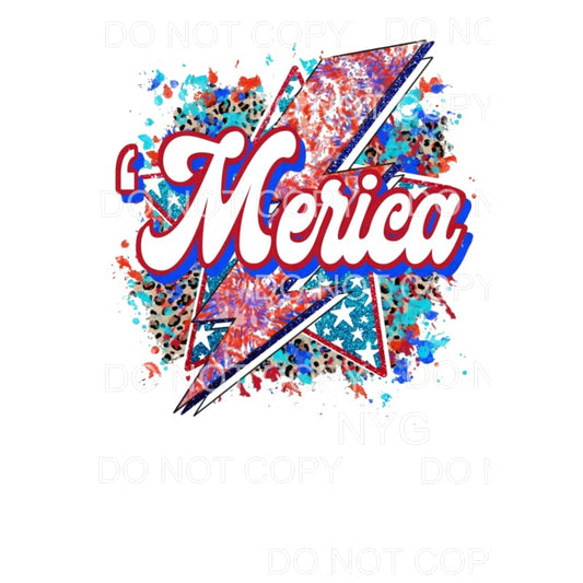 Merica Lightning Bolt 4th of July USA America Sublimation 