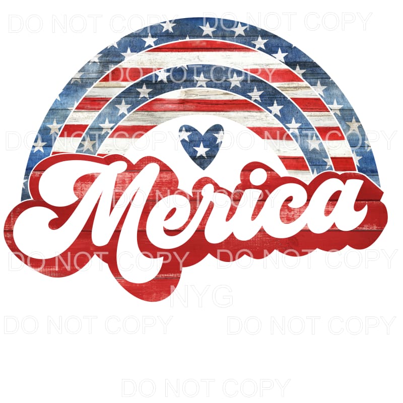 Merica Patriotic Retro Rainbow Sublimation transfers - Heat 