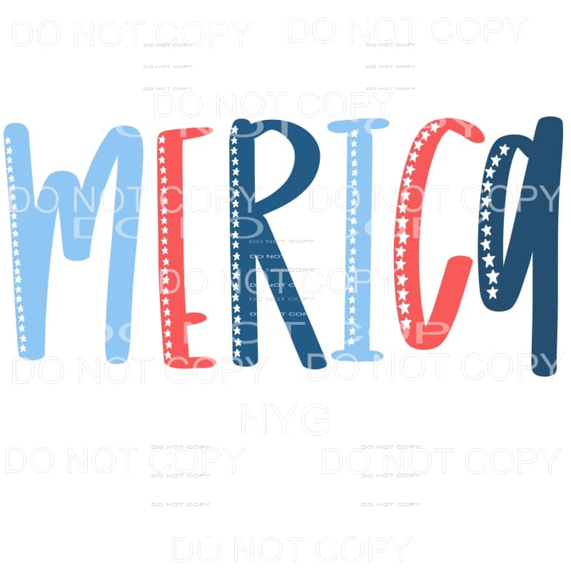 Merica Red White Blue USA 4th of July Sublimation transfers 