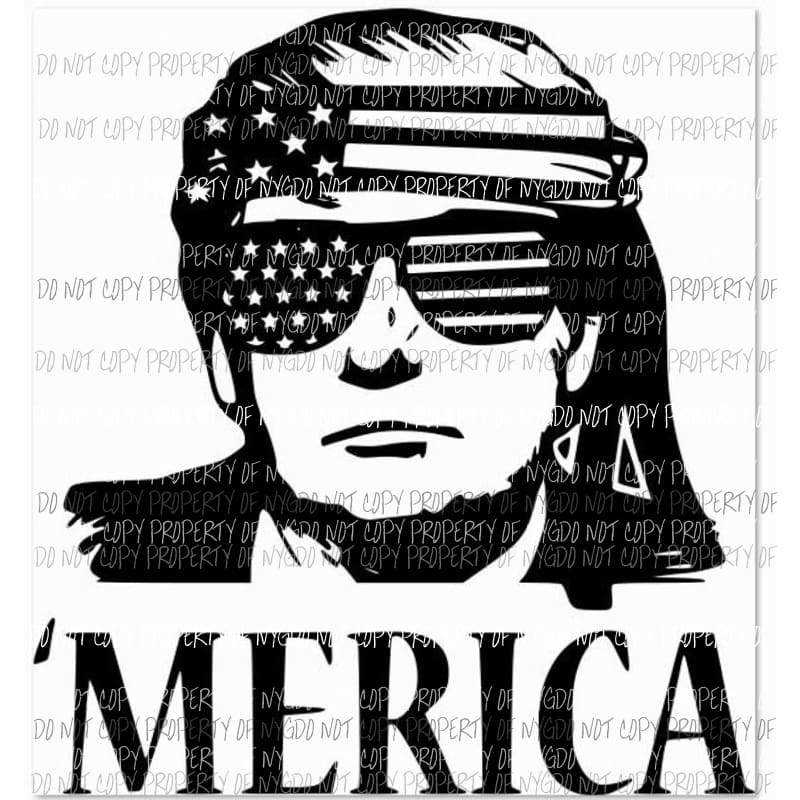 Merica trump #2 black white flag glasses Sublimation transfers Heat Transfer