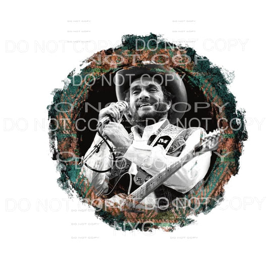 Merle Haggard Distressed Circle Frame Sublimation transfers 