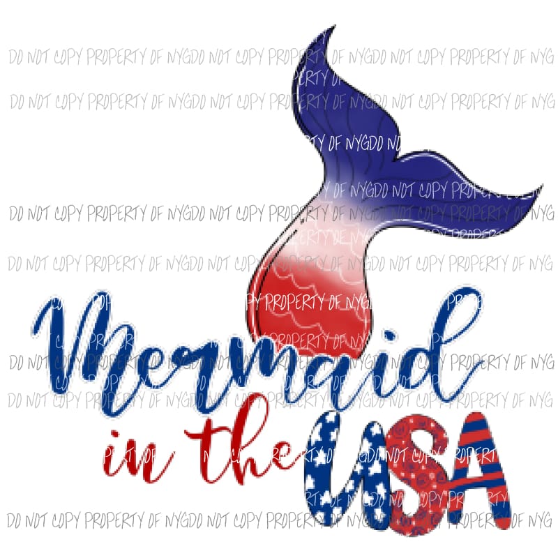 Mermaid in the USA Sublimation transfers Heat Transfer