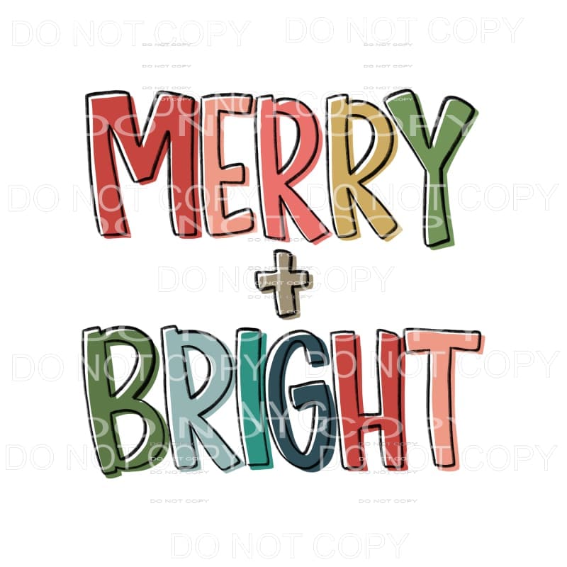 Merry and Bright #1680 Sublimation transfers - Heat Transfer