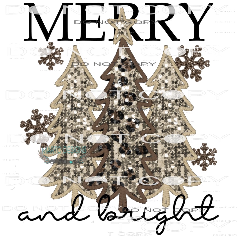 Merry And Bright #7431 Sublimation transfers - Heat Transfer