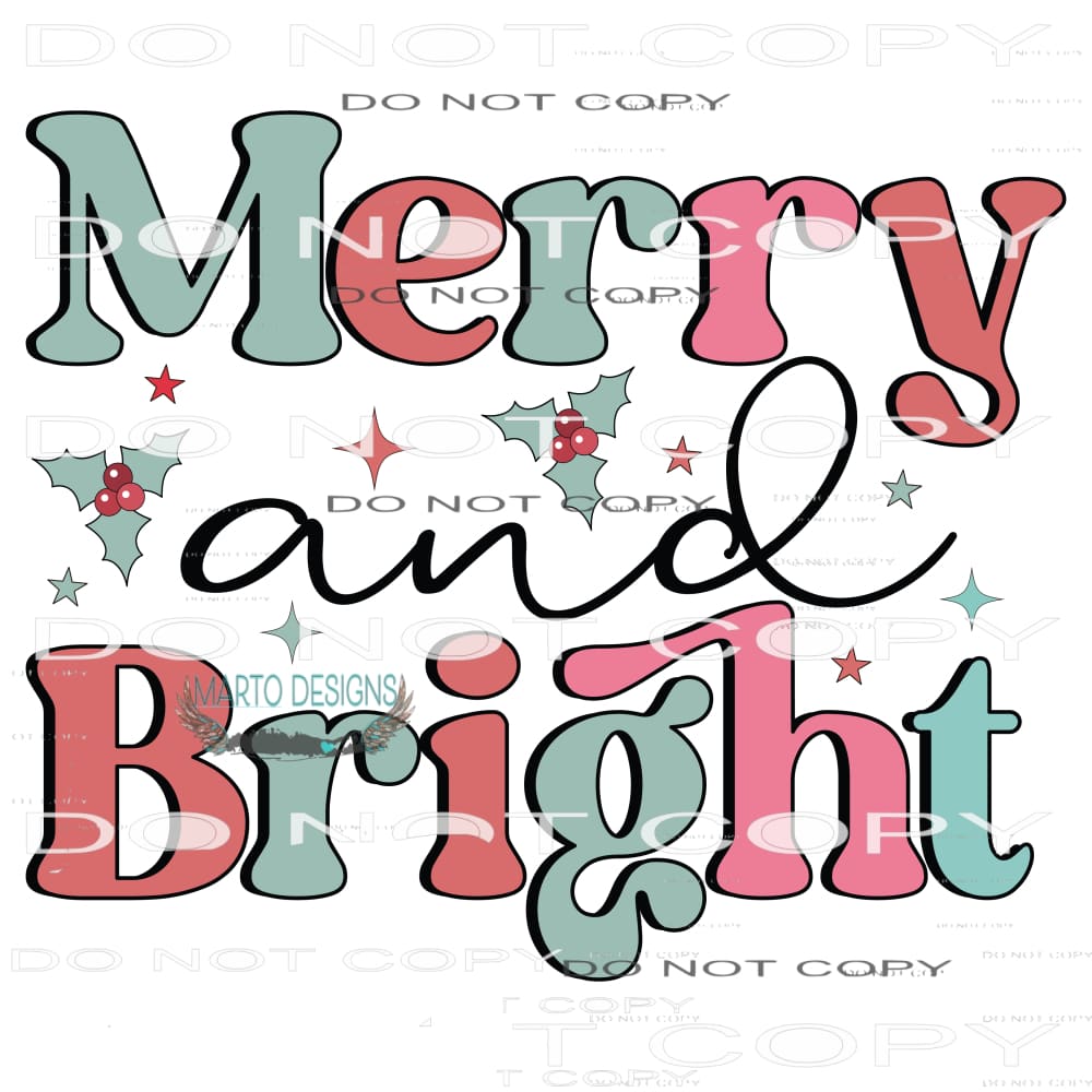 Merry And Bright #7815 Sublimation transfers - Heat Transfer