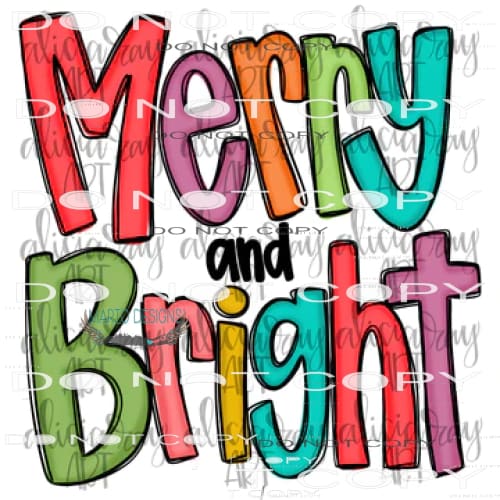 Merry And Bright #8459 Sublimation transfers - Heat Transfer