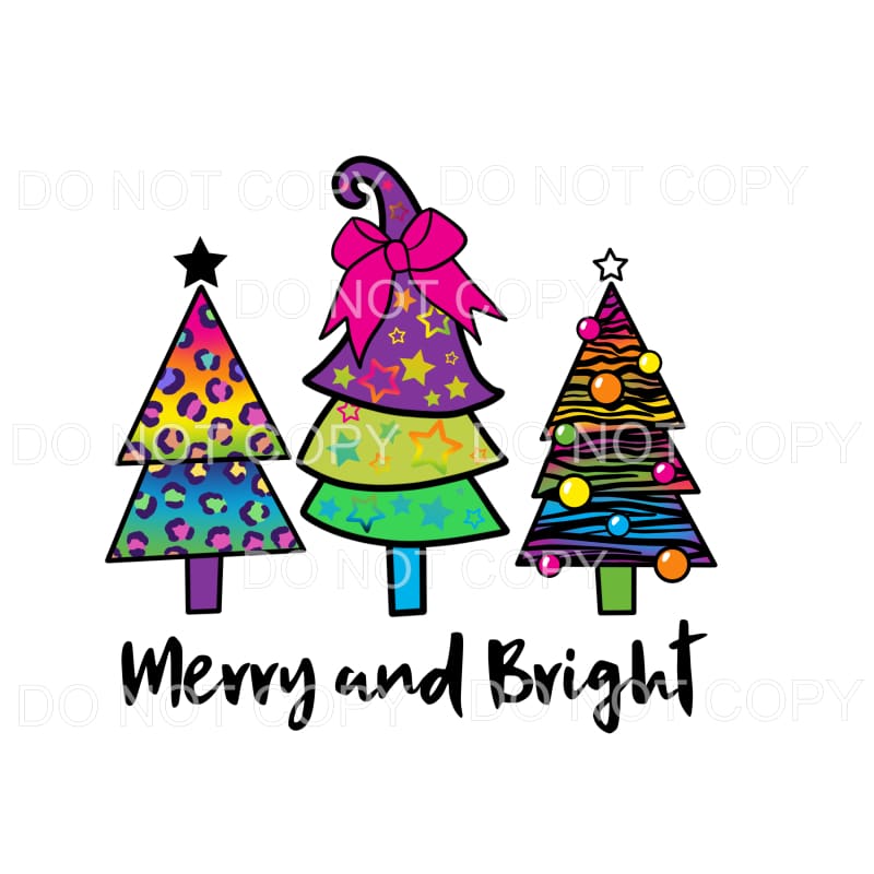 Merry And Bright Lisa Franks Tree Trio Sublimation transfers