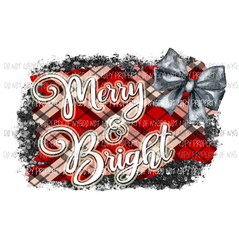 merry and bright plaid Sublimation transfers Heat Transfer