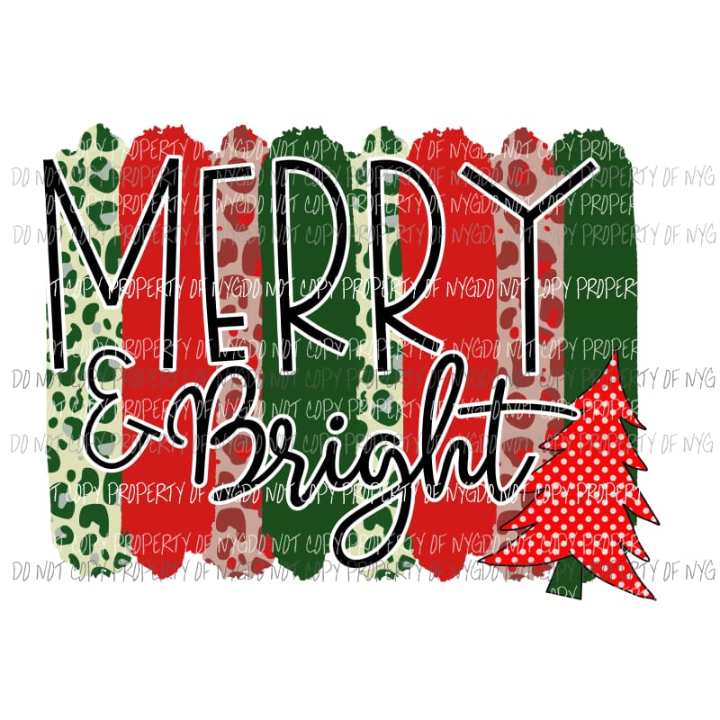 Merry and Bright polka dot tree brush strokes # 2 Sublimation transfers Heat Transfer
