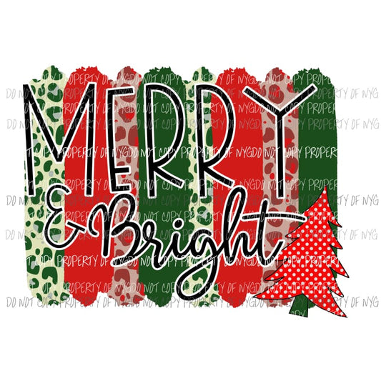 Merry and Bright polka dot tree brush strokes # 2 Sublimation transfers Heat Transfer