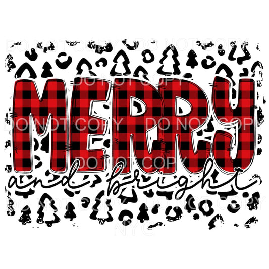 Merry And Bright Red Buffalo Plaid Black Leopard Background 
