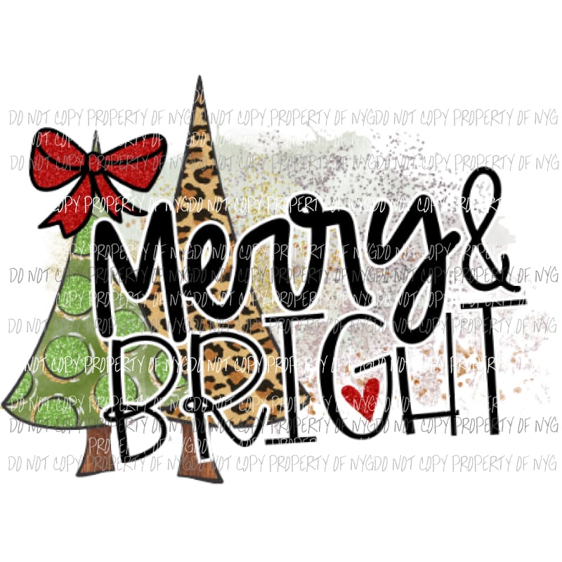 Merry and Bright Trees Christmas Sublimation transfers Heat Transfer
