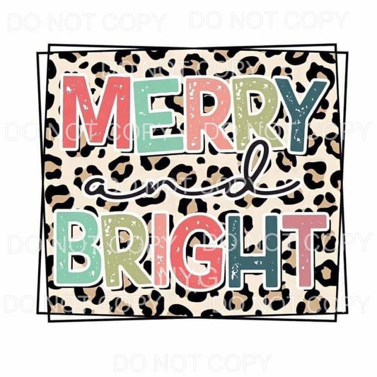 Merry & Bright Framed Leopard Background #1772 Sublimation 