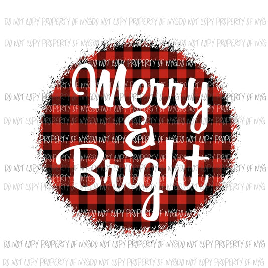 Merry & Bright Red Buffalo Plain Christmas Sublimation transfers Heat Transfer