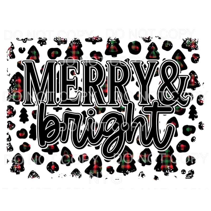 Merry & Bright Red Green Plaid Christmas Trees Background 