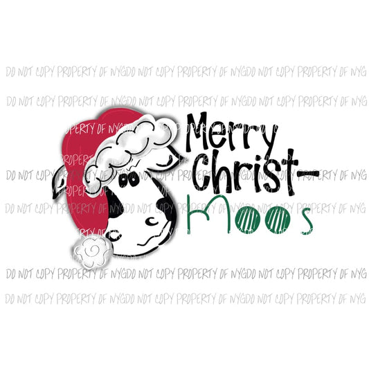 Merry Christ-Moos cow red hat Sublimation transfers Heat Transfer
