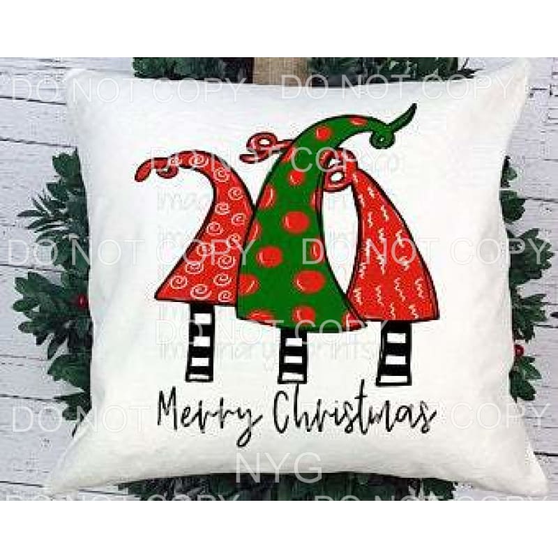 Merry Christams Tree Trio Red Green Swirls Polka Dots #106 
