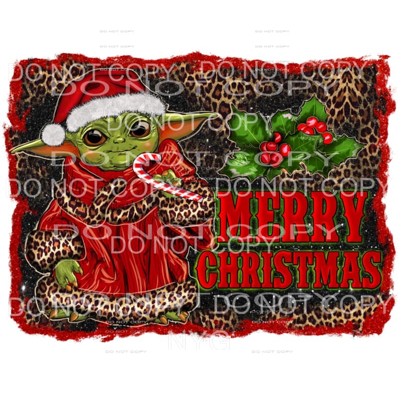 Merry Christmas Baby Yoda Mandalorian Star Wars Leopard Red 