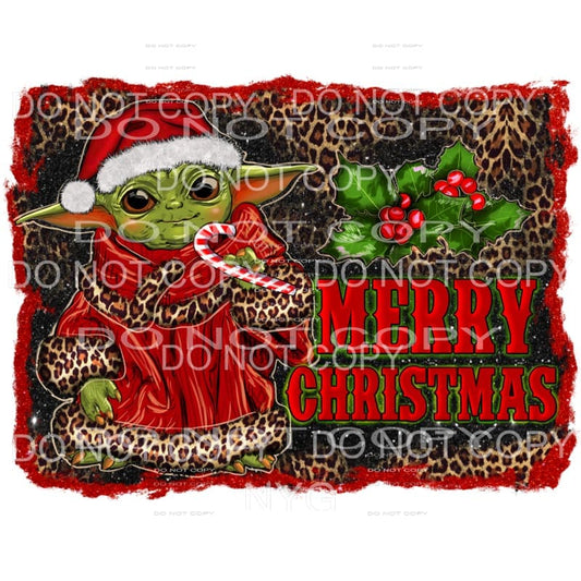 Merry Christmas Baby Yoda Mandalorian Star Wars Leopard Red 