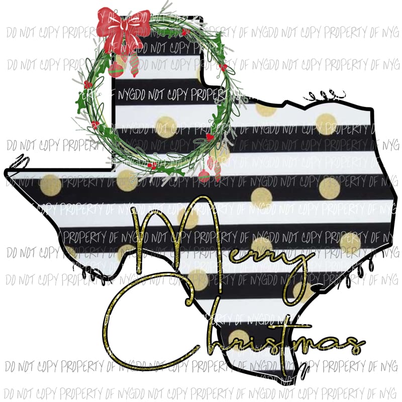 Merry Christmas Black stripe wreath All states in drop down menu sublimation transfer state Heat Transfer