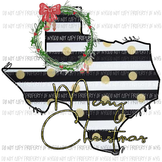 Merry Christmas Black stripe wreath All states in drop down menu sublimation transfer state Heat Transfer