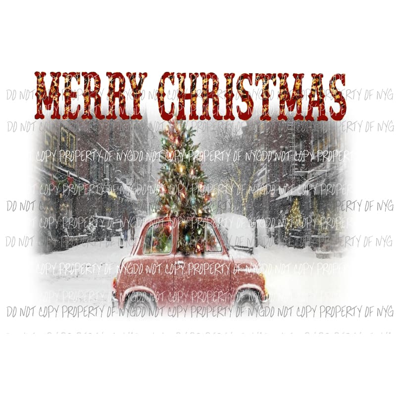 Merry Christmas Car with Christmas tree # 2 Sublimation transfers Heat Transfer