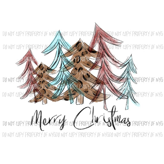 Merry Christmas colored trees Sublimation transfers Heat Transfer