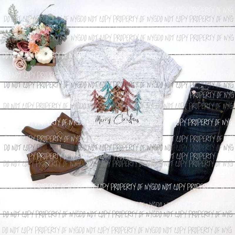 Merry Christmas colored trees Sublimation transfers Heat Transfer