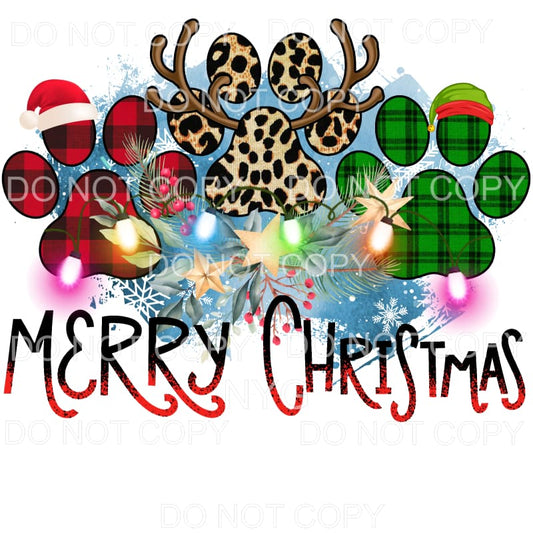 Merry Christmas Dog Paws # 9 Sublimation transfers - Heat 