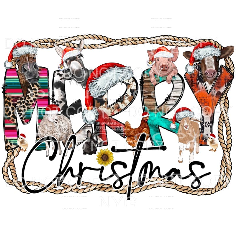 Merry Christmas Farm Animals # 9006 Sublimation transfers - 
