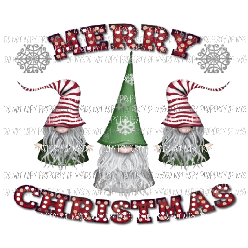 Merry Christmas Gnomes Sublimation transfers Heat Transfer