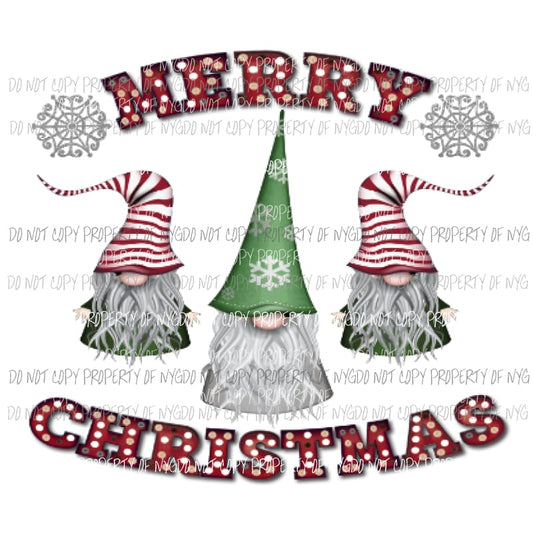 Merry Christmas Gnomes Sublimation transfers Heat Transfer