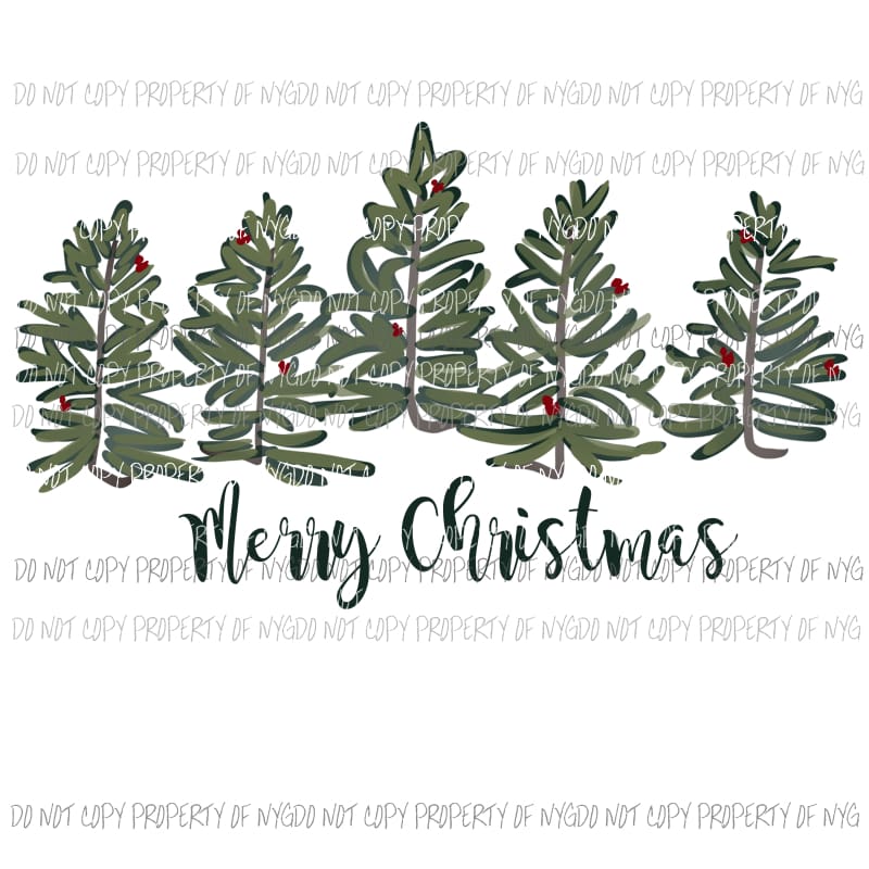 Merry Christmas group of trees # 4 Christmas Sublimation transfers Heat Transfer