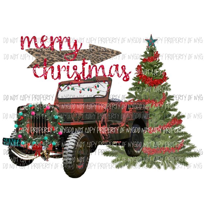 merry christmas jeep Sublimation transfers Heat Transfer