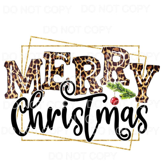Merry Christmas Leopard Gold Frame Sublimation transfers - 