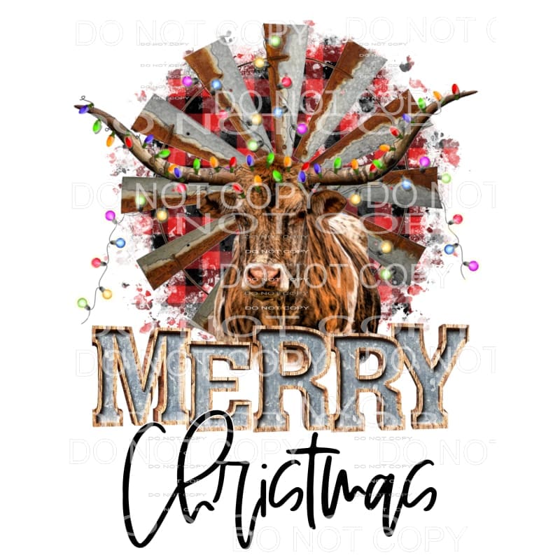 Merry Christmas Longhorn # 9122 Sublimation transfers - Heat
