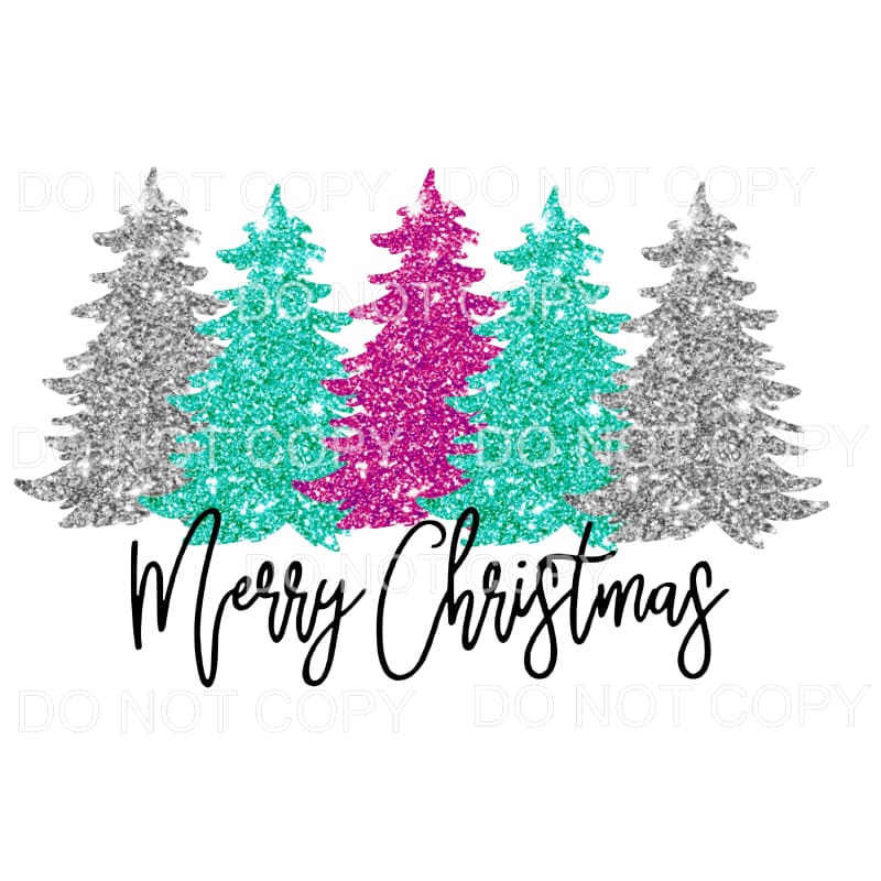 Merry Christmas pastel trees Sublimation transfers - Heat 