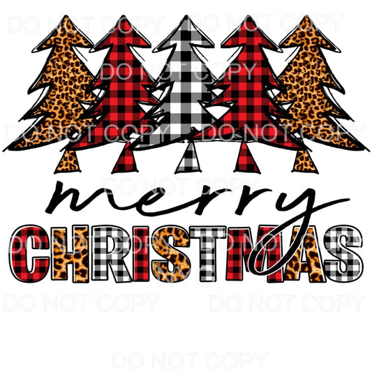Merry Christmas Plaid Leopard Trees Sublimation transfers - 