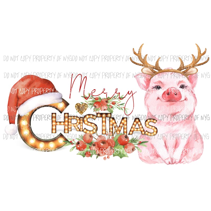 merry christmas reindeer pig Sublimation transfers Heat Transfer