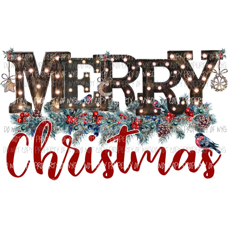 Merry Christmas rustic marquee # 20 Sublimation transfers Heat Transfer