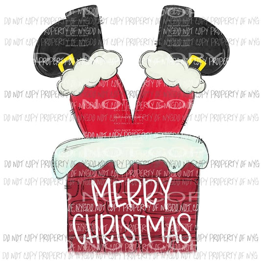 Merry Christmas Santa chimney Hand Drawn Sublimation transfers Heat Transfer