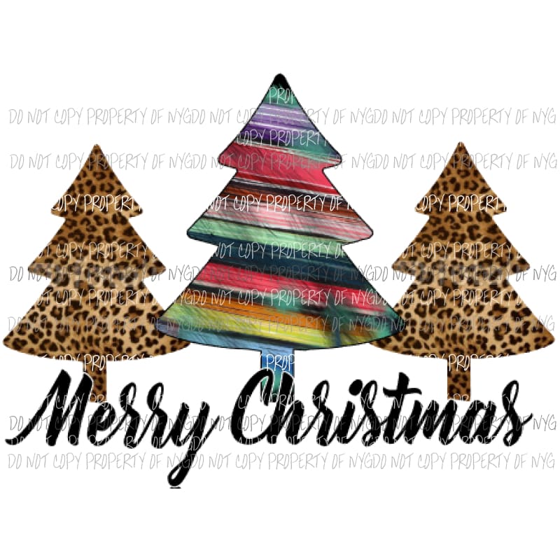 Merry Christmas Serape leopard trees Sublimation transfers Heat Transfer