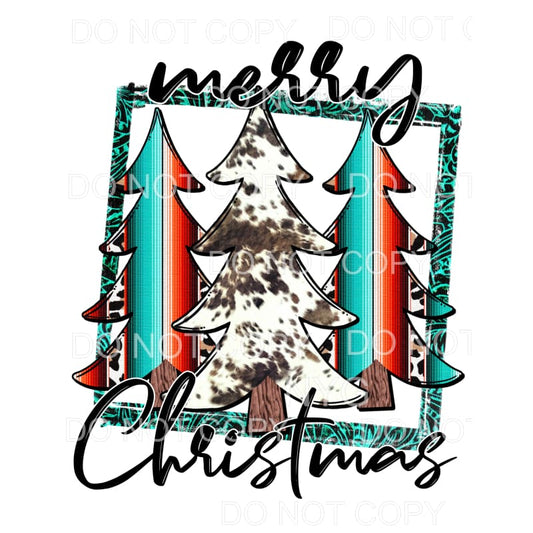 Merry Christmas Serape Trees Framed Sublimation transfers - 