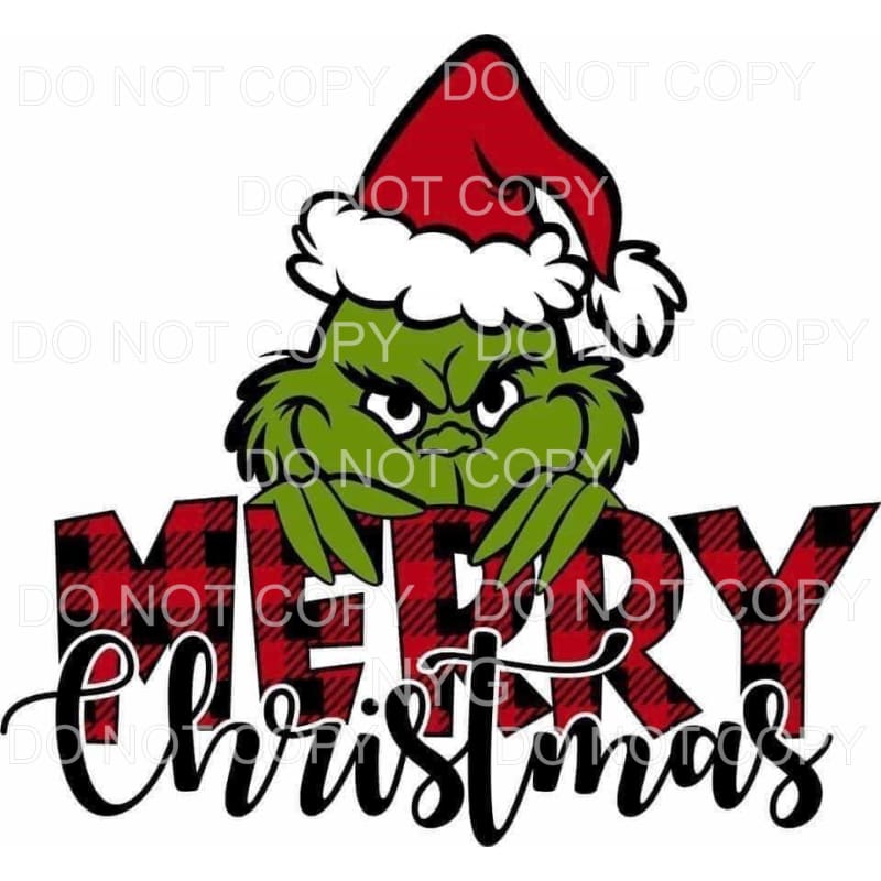 Merry Christmas The Grinch Red Buffalo Plaid #1791 