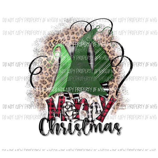 Merry Christmas tree trio leopard Sublimation transfers Heat Transfer