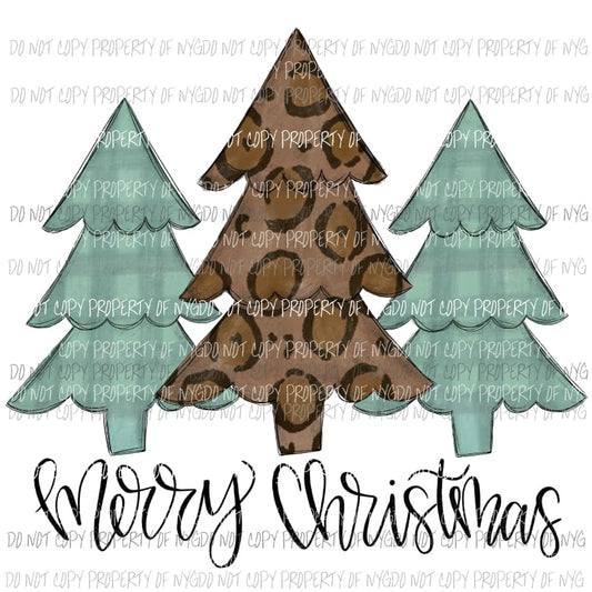 Merry Christmas Trees leopard # 1 Sublimation transfers Heat Transfer