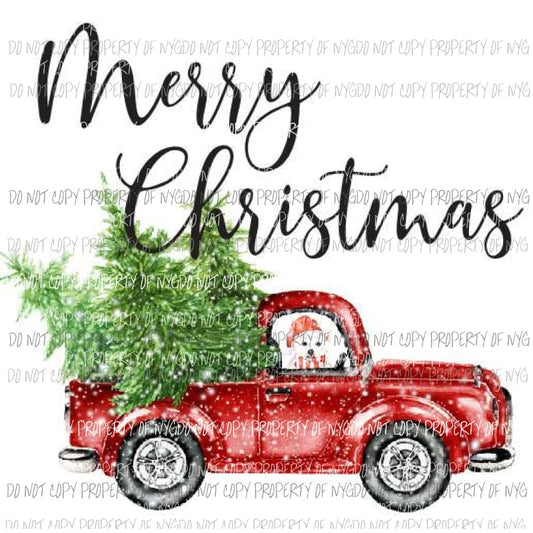 Merry Christmas Truck Dog Sublimation transfers Heat Transfer