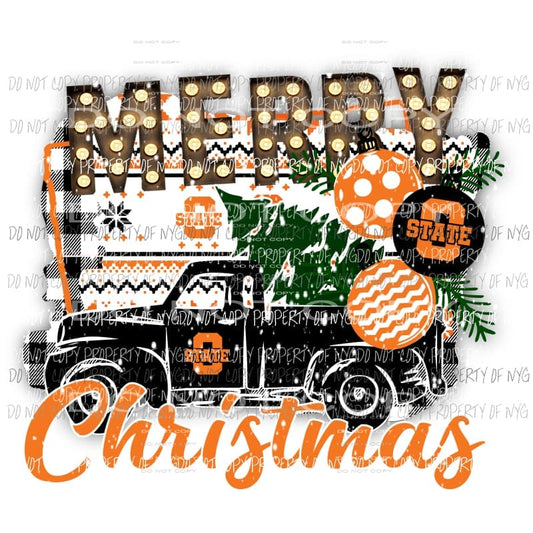 Merry Christmas truck OSU Oklahoma Cowboys Sublimation transfers Heat Transfer
